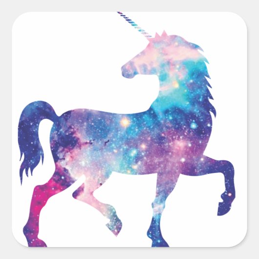 Funkelnd magisches Einhorn Quadratischer Aufkleber (Vorderseite)