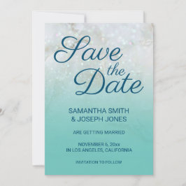 Funkelnd Marble Aquamarin Ombre Save the Date Einladung