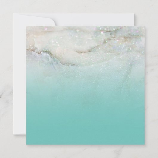 Funkelnd Marble Aquamarin Ombre Wedding Einladung (Rückseite)