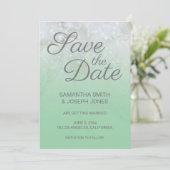 Funkelnd Marmor Mint Green Ombre Save the Date Einladung (Stehend Vorderseite)