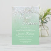 Funkelnd Marmorminze Green Ombre 16 . Geburtstag Einladung (Stehend Vorderseite)