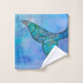 Funkelnd Meerjungfrau Fin Schwanz verzaubert Badhandtuch Set (Waschlappen)