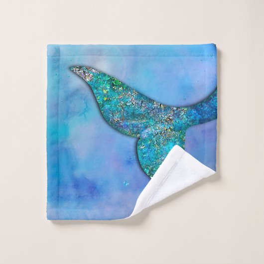 Funkelnd Meerjungfrau Fin Schwanz verzaubert Badhandtuch Set (Waschlappen)