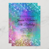 Funkelnd Meerjungfrau Glitzer Foil 50. Geburtstag Einladung (Vorne/Hinten)