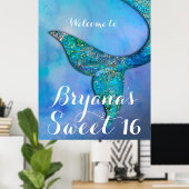 Funkelnd Mermaid Fin Schwanz Birthday Party Banner Poster (Heimbüro)