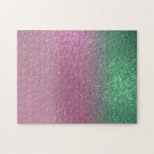 Funkelnd Mermaid Green Berry Pink Glitzer Ombre Puzzle (Horizontal)