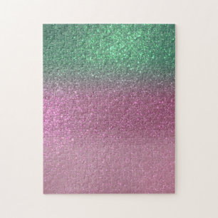 Funkelnd Mermaid Green Berry Pink Glitzer Ombre Puzzle