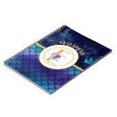 Funkelnd Mermaid-Skalen Einhorn-Horn-Monogramm Notizblock (Linke Seite)
