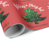 Funkelnd Merry Bright Weihnachtsbaum Individuelle  Geschenkpapier (Rolleneckpunkt)