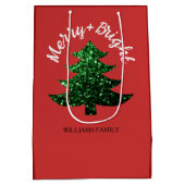 Funkelnd Merry Bright Weihnachtsbaum Individuelle  Mittlere Geschenktüte (Rückseite)