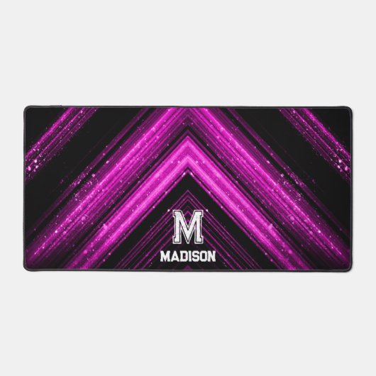 Funkelnd Metall, heißer Nebel, rosa, Zickzack Schreibtischunterlage (Vorderseite)