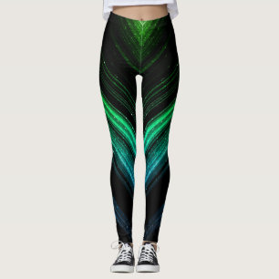 Funkelnd metallische Aqua-Grüngalaxie Zickzack Lin Leggings