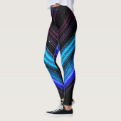 Funkelnd metallische blaue lila Galaxie-Zickzack L Leggings (Links)