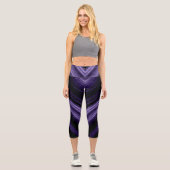 Funkelnd metallische ultraviolette Galaxie Zickzac Capri Leggings (Vorderseite)