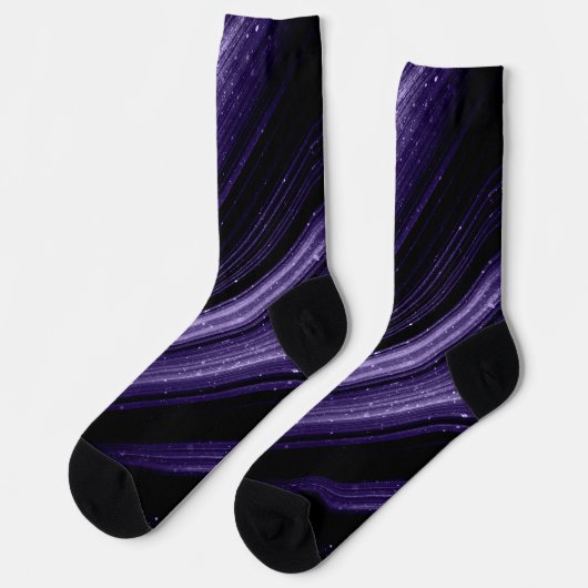 Funkelnd metallische ultraviolette Galaxie Zickzac Socken (Linkes Detail)