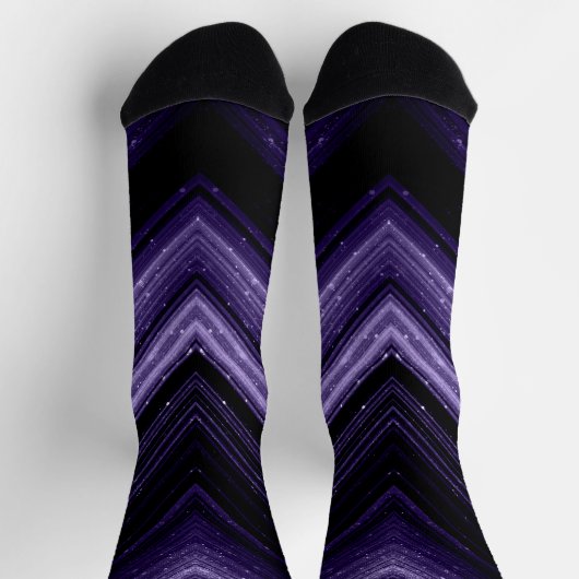 Funkelnd metallische ultraviolette Galaxie Zickzac Socken (Oben)
