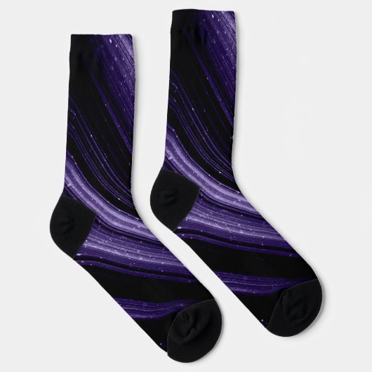 Funkelnd metallische ultraviolette Galaxie Zickzac Socken (Rechts)