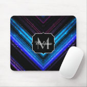 Funkelnd metallisches blaues lila Zickzack Monogra Mousepad (Mit Mouse)