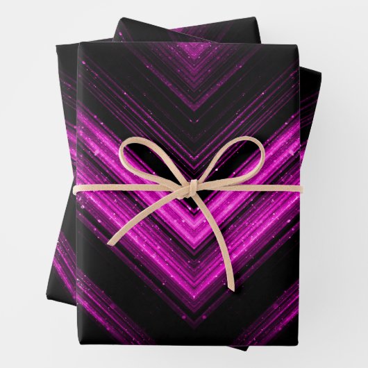 Funkelnd metallisches heißrosa Magentinschwarz Zic Geschenkpapier Set (Beispiel)