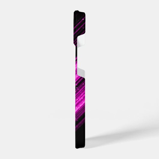 Funkelnd metallisches, heißrosa, Zickzack Monogram iPhone Hülle (Linke Seite)