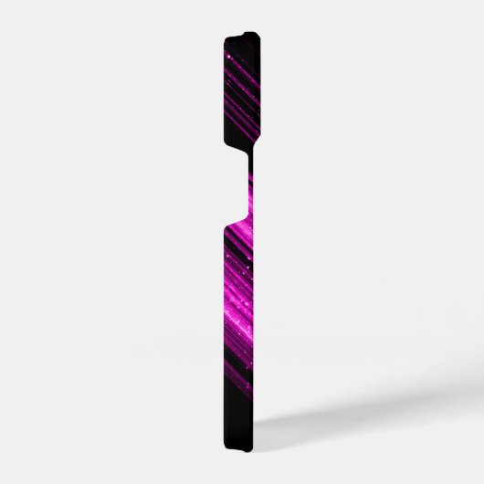 Funkelnd metallisches, heißrosa, Zickzack Monogram iPhone Hülle (Rechte Seite)