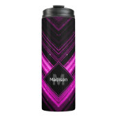 Funkelnd metallisches, heißrosa, Zickzack Monogram Thermosbecher (Vorderseite)