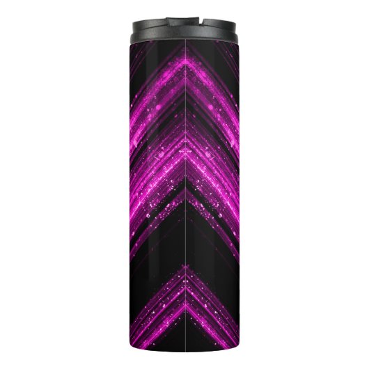 Funkelnd metallisches, heißrosa, Zickzack Monogram Thermosbecher (Rückseite)