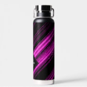 Funkelnd metallisches, heißrosa, Zickzack Monogram Trinkflasche (Rückseite)