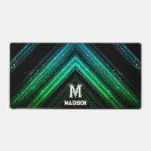 Funkelnd Metallneon-grüne Galaxie Zickzack Monogra Schreibtischunterlage (Vorderseite)