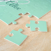 Funkelnd Minze Blue Glitzer Türkis Ombre Monogram Puzzle (Seite)