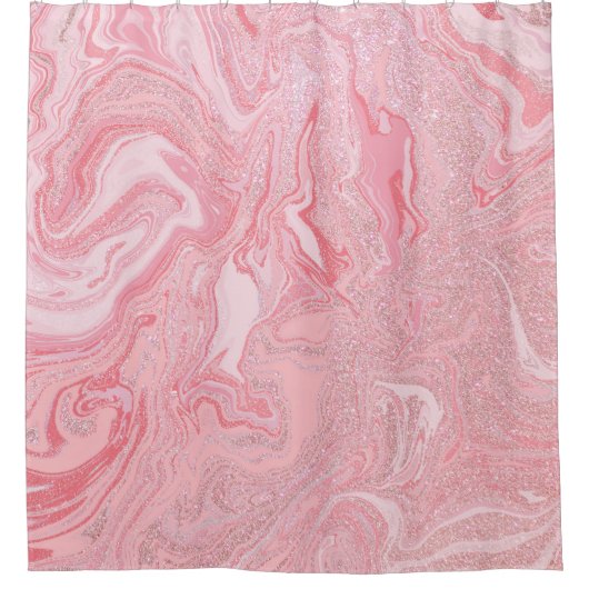 Funkelnd Modernes Rosa Korallenriff Rosa Glitzer M Duschvorhang (Vorderseite)