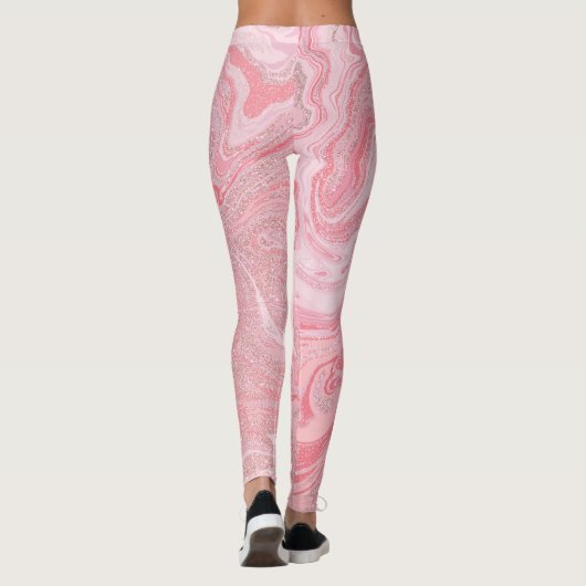 Funkelnd Modernes Rosa Korallenriff Rosa Glitzer M Leggings (Rückseite)