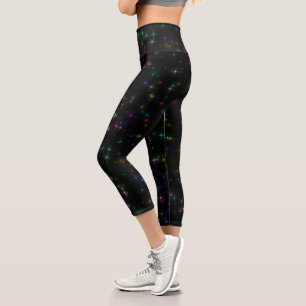 Funkelnd Multicolor-Sterne Capri Leggings