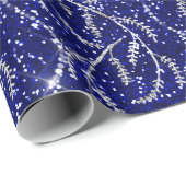 Funkelnd Navy Laurel Floral Silver Diamonds Geschenkpapier (Rolleneckpunkt)
