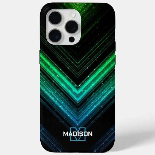 Funkelnd Neon aqua grün Zickzack Monogram Case-Mate iPhone Hülle (Rückseite)