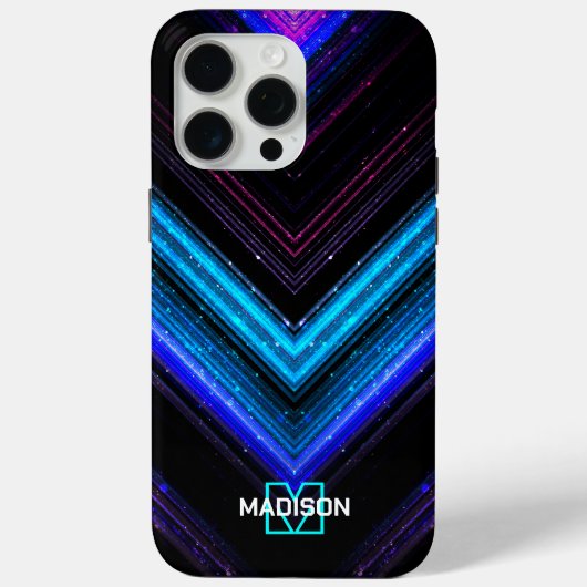 Funkelnd Neonaqua Zickzack Monogram Case-Mate iPhone Hülle (Rückseite)
