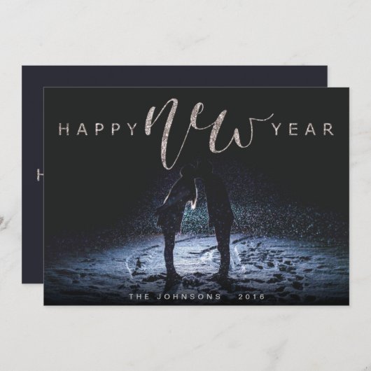 FUNKELND NEUJAHR FEIERTAGSKARTE (Vorne/Hinten)