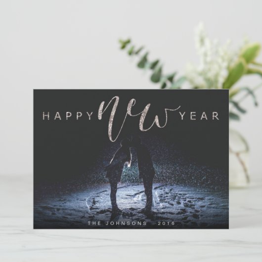 FUNKELND NEUJAHR FEIERTAGSKARTE (Stehend Vorderseite)