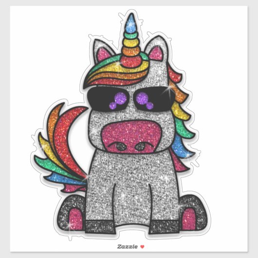 Funkelnd Niedlicher Glitzer Rainbow Unicorle Spark Aufkleber (Blatt)