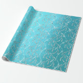 Funkelnd Ocean Laurel Floral Silver Diamonds Geschenkpapier (Ungerollt)