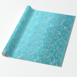Funkelnd Ocean Laurel Floral Silver Diamonds Geschenkpapier
