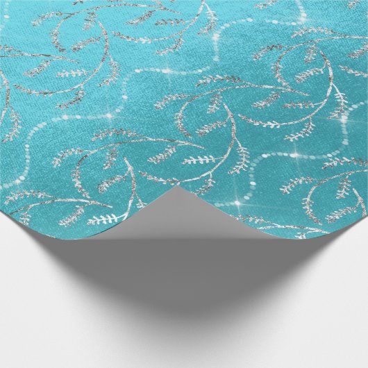 Funkelnd Ocean Laurel Floral Silver Diamonds Geschenkpapier (Ecke)