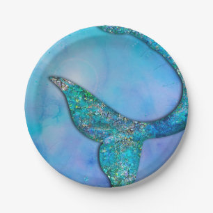 Funkelnd Ocean Mermaid Fin Schwanz Geburtstagspart Pappteller