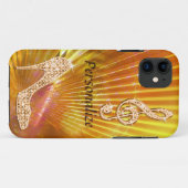 Funkelnd orange Musik-Anmerkung u. Stilett-Ferse Case-Mate iPhone Hülle (Rückseite (Horizontal))