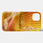 Funkelnd Orange Musiknote und Stiletto Heel Case-Mate iPhone Hülle (Rückseite (Horizontal))
