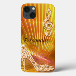 Funkelnd Orange Musiknote und Stiletto Heel iPhone 13 Hülle