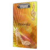 Funkelnd Orange Musiknote und Stiletto Heel Klemmbrett (Links)