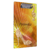 Funkelnd Orange Musiknote und Stiletto Heel Klemmbrett (Rechts)