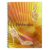 Funkelnd Orange Musiknote und Stiletto Heel Notizblock (Vorderseite)