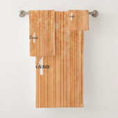 Funkelnd orangefarbener Bambusprint Monogram Badhandtuch Set (Insitu)